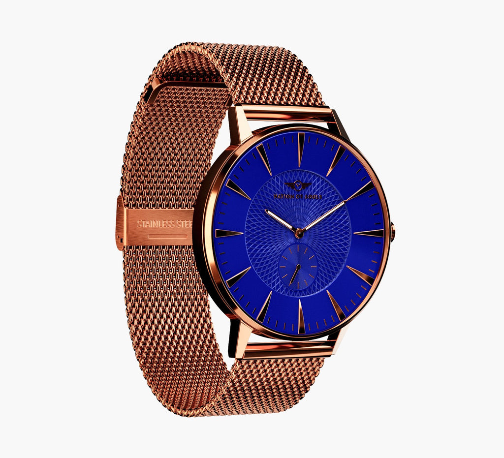 Eclipse | Rose Gold Gloss - Cobalt Blue (Mesh Strap)