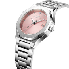 Womens 34mm Silver Stellar Watch With Silver Bracelet & Pink Dial