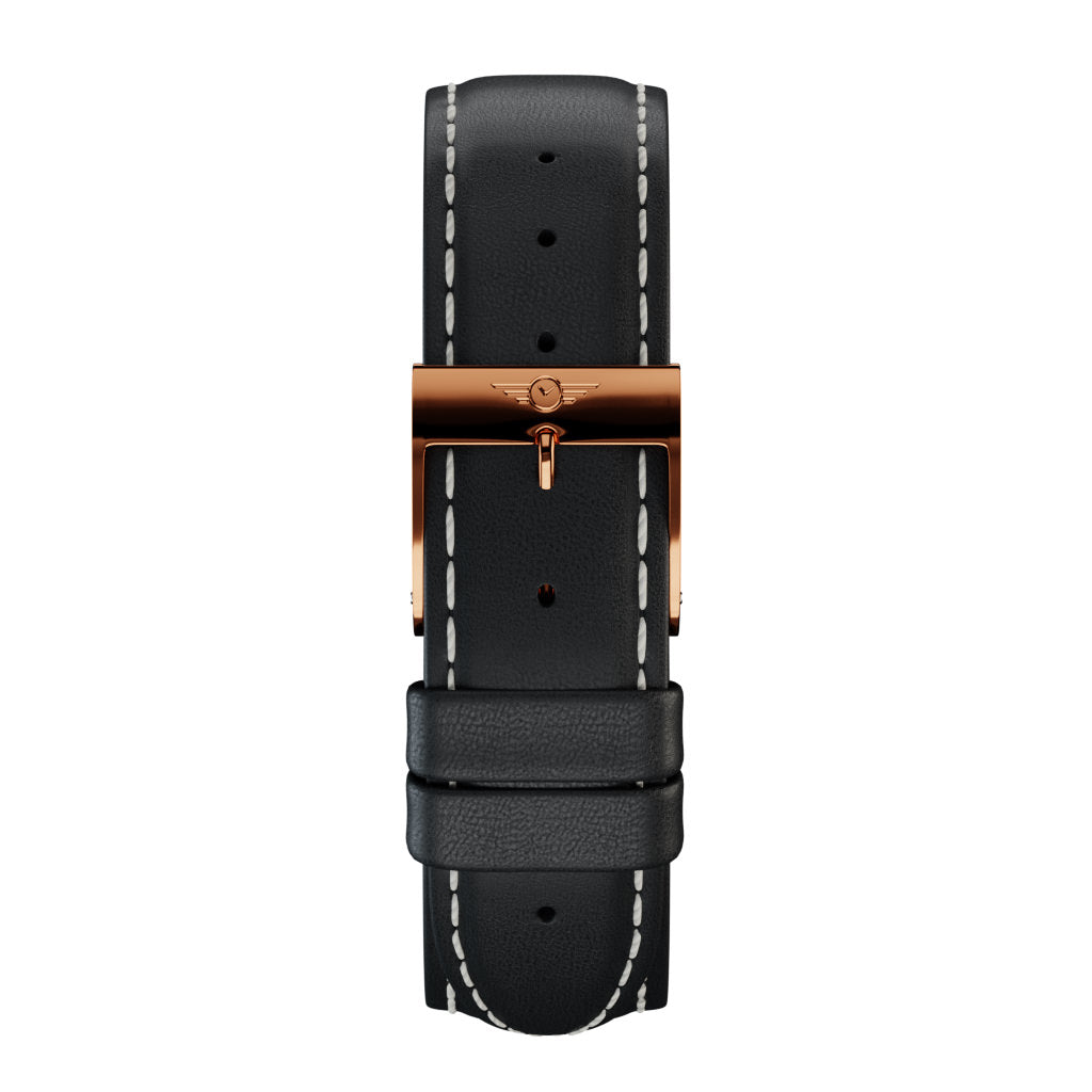 Black Leather - Rose Gold Gloss Strap