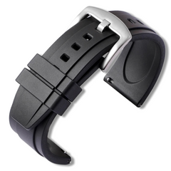20mm Black Rubber / Silver Buckle