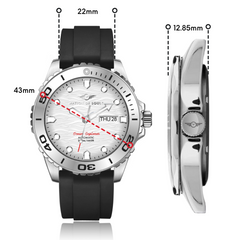 Ocean Explorer | Silver / White - Black Rubber Strap