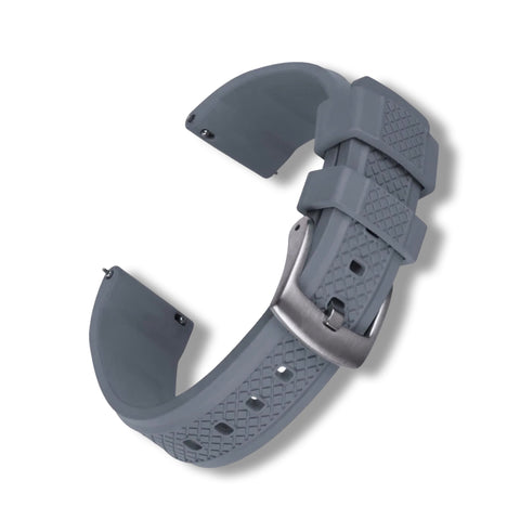 22mm Grey Rubber / Silver Buckle