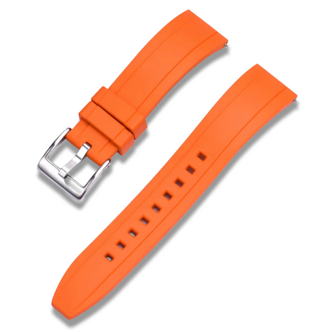 22mm Orange Rubber / Silver Buckle