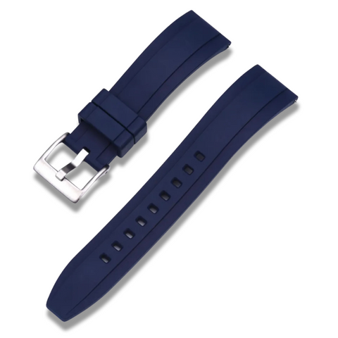 22mm Blue Rubber / Silver Buckle