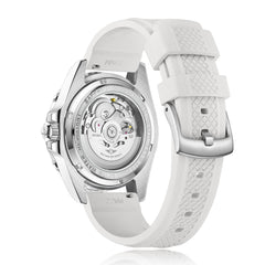 Ocean Explorer | Silver / Orange - White Rubber Strap
