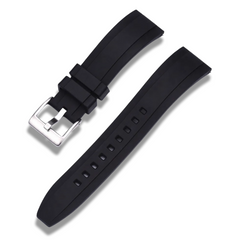 20mm Black Rubber / Silver Buckle