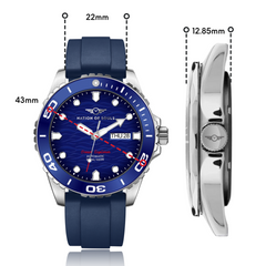 Ocean Explorer | Silver / Blue - Blue Rubber Strap