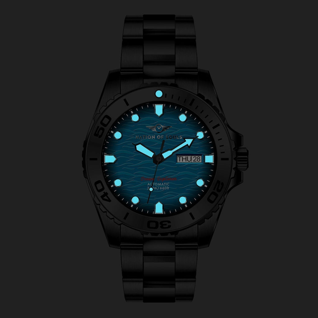 Ocean Explorer | Silver / Blue - Grey Rubber Strap