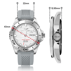 Ocean Explorer | Silver / White - Grey Rubber Strap