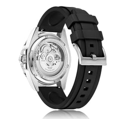 Ocean Explorer | Silver / Blue - Black Rubber Strap