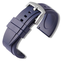 20mm Blue Rubber / Silver Buckle