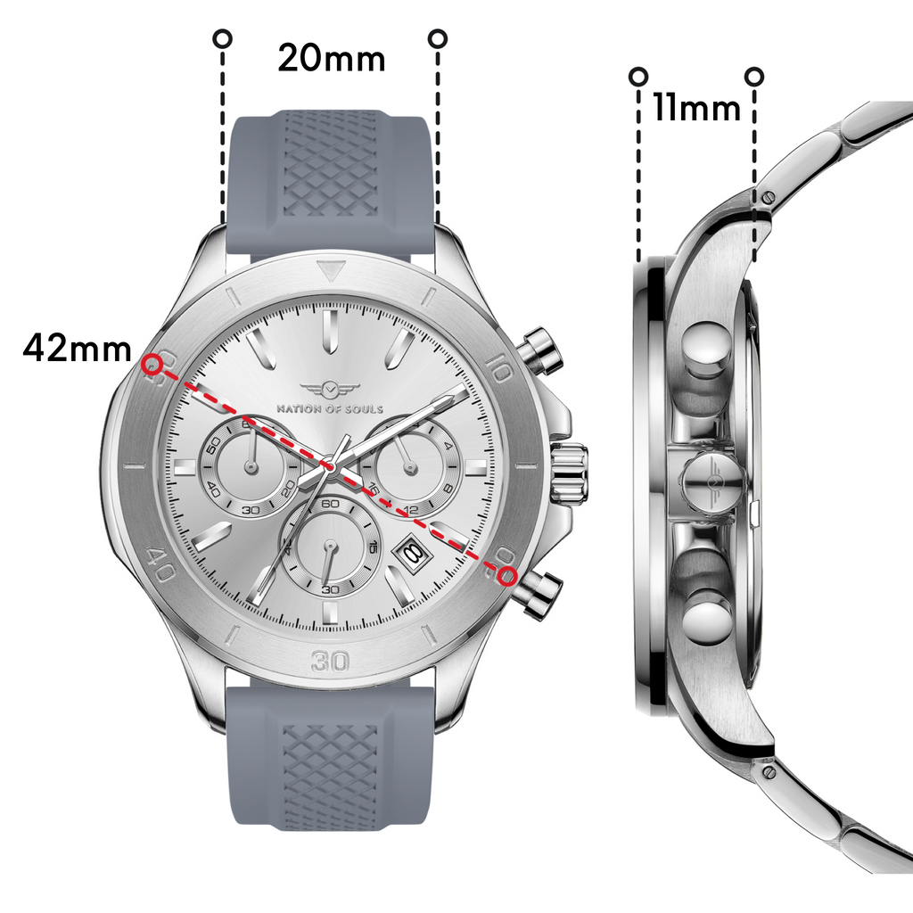 Chronograph One | Silver / Silver - Grey Rubber Strap