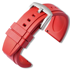 22mm Red Rubber / Silver Buckle