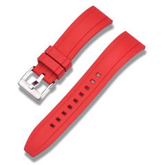 22mm Red Rubber / Silver Buckle
