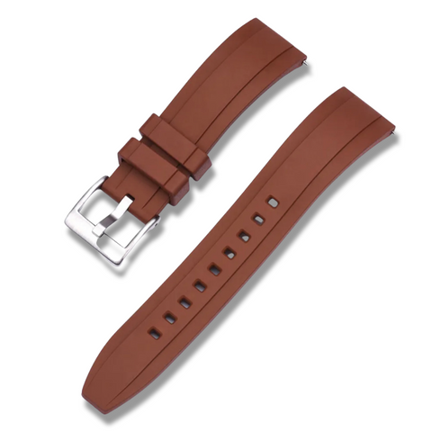 20mm Brown Rubber / Silver Buckle