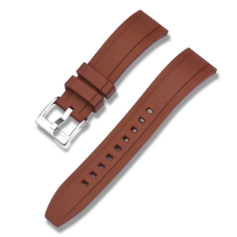 22mm Brown Rubber / Silver Buckle