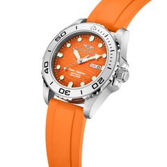 Ocean Explorer | Silver / Orange - Orange Rubber Strap
