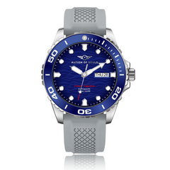 Ocean Explorer | Silver / Blue - Grey Rubber Strap