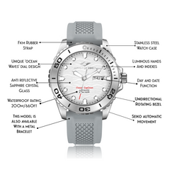 Ocean Explorer | Silver / White - Grey Rubber Strap