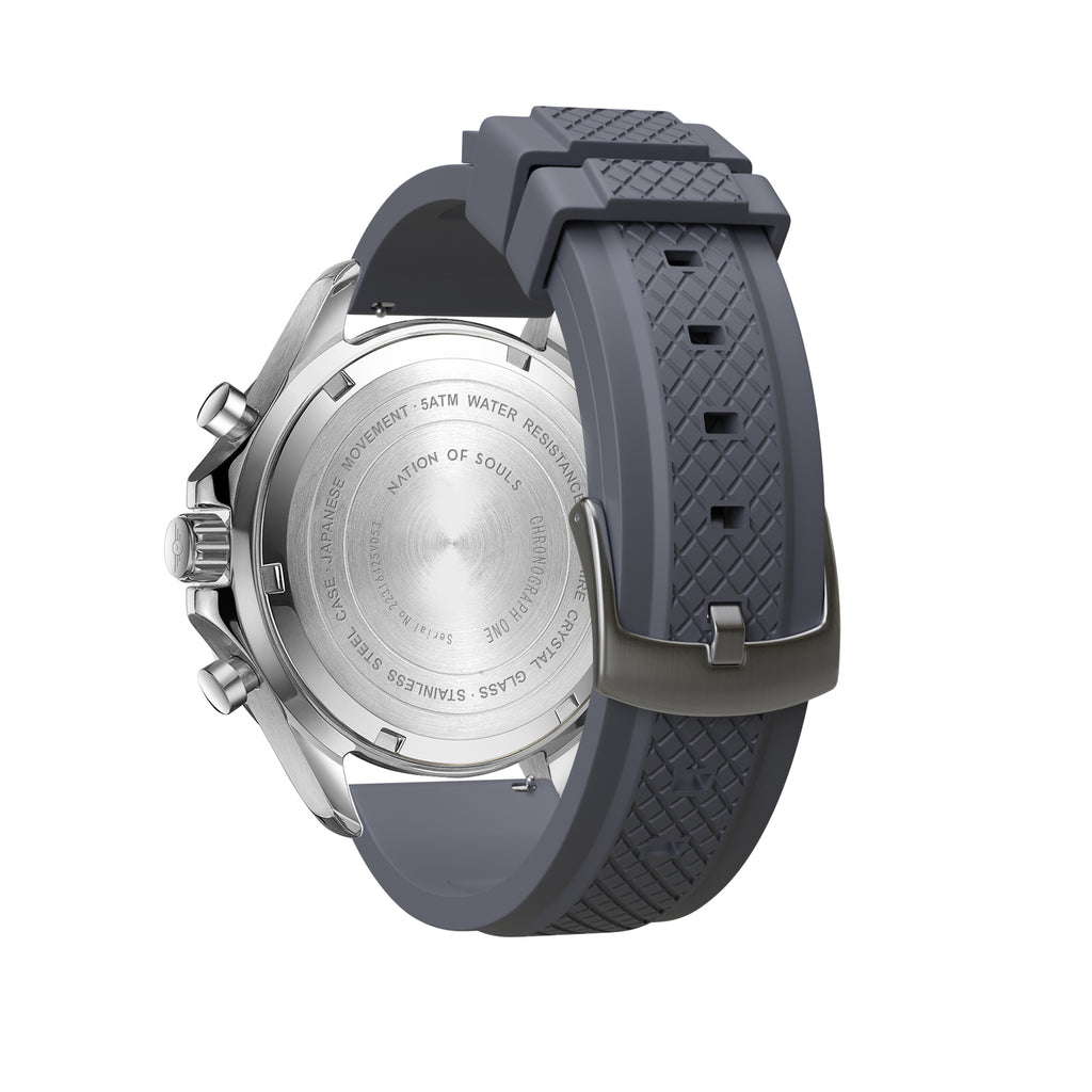 Chronograph One | Silver / Silver - Grey Rubber Strap