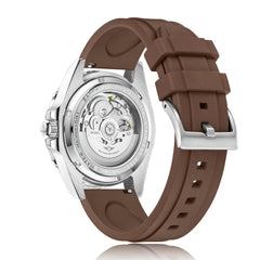 Ocean Explorer | Silver / Turquoise - Brown Rubber Strap