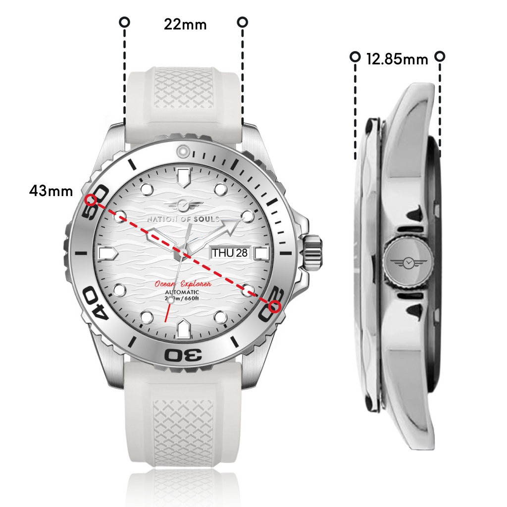 Ocean Explorer | Silver / White White Rubber Strap