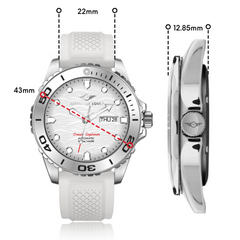 Ocean Explorer | Silver / White White Rubber Strap