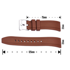 22mm Brown Rubber / Silver Buckle
