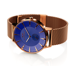 Eclipse | Rose Gold Gloss - Cobalt Blue (Mesh Strap)
