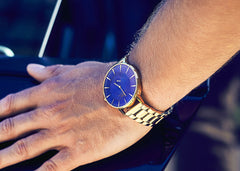 Eclipse | Rose Gold Gloss - Cobalt Blue (Mesh Strap)