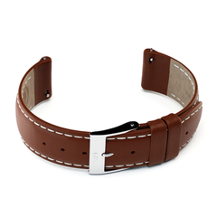20mm Brown Leather / Silver Gloss Buckle