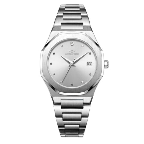 Womens 34mm Silver Stellar Watch With Silver Bracelet & Silver Dial