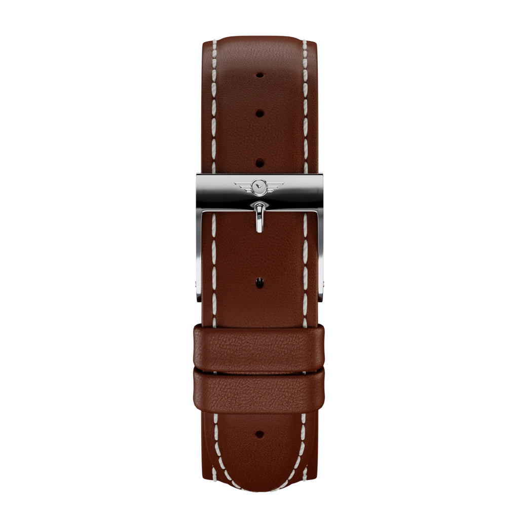 Chestnut Leather - Silver Gloss Strap